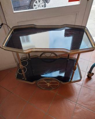 carrello bar vintage ottone legno 