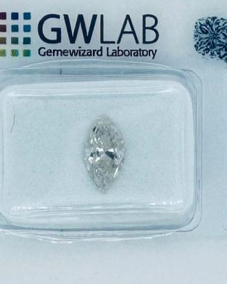 Diamante 1 ct. taglio Marquise H I1 cert. GWlab