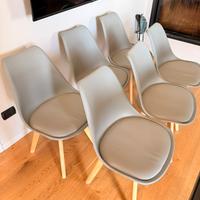 Set 6 sedie stile moderno grige e legno