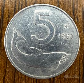 5 Lire Delfino - Repubblica Italiana