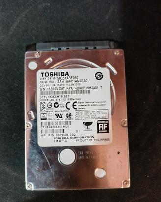 HDD Toshiba 500GB 2.5" Laptop Testato Buono