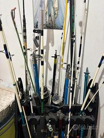 Lotto canne pesca da traina + Porta canne
