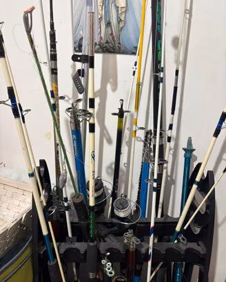 Lotto canne pesca da traina + Porta canne