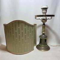 Lampada da tavolo in onice ed argento 800 Metà XX