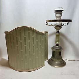 Lampada da tavolo in onice ed argento 800 Metà XX