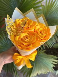 Mini mazzo di 3 rose gialle