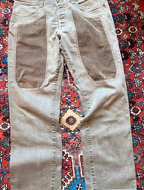 Jeckerson pantaloni beige toppe camoscio tg 54