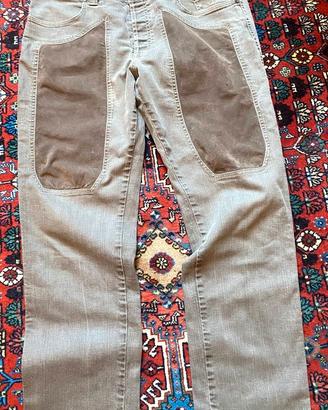 Jeckerson pantaloni beige toppe camoscio tg 54