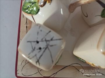 SET OLIO-ACETO-SALE-PEPE IN CERAMICA DIPINTO A