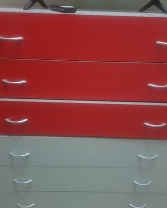 Cassettiere rosse e grigie