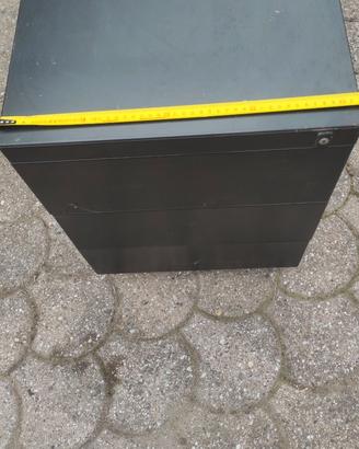 Cassettiera Ufficio 3 Cassetti Nera su Ruote - 40x