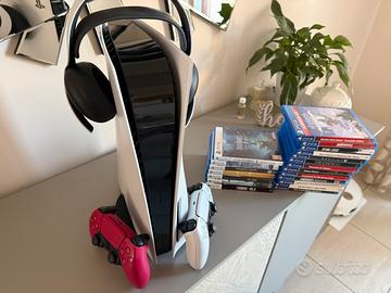 Playstation 5 + 2 pad+ cuffie ps pulse+ giochi