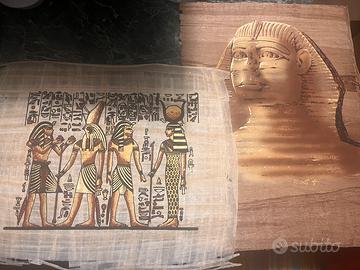 Papiro geroglifici e sfinge Egitto