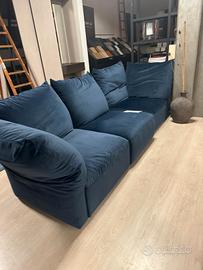  divano 3 posti in velluto blu 