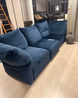  divano 3 posti in velluto blu 