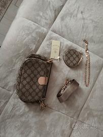 Borsa beige tre pezzi 