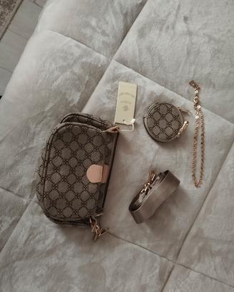 Borsa beige tre pezzi 