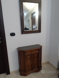 Mobiletto ingresso e specchiera specchio in noce