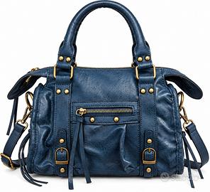 Borsa donna blu navy vintage stile retrò 