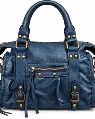 Borsa donna blu navy vintage stile retrò 