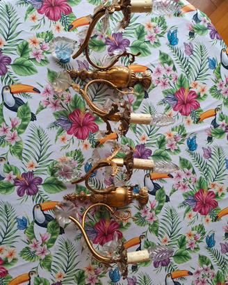 Applique Vintage in Ottone e Cristallo