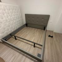 Letto matrimoniale ecopelle grigio