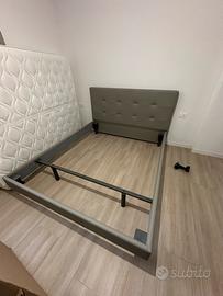 Letto matrimoniale ecopelle grigio