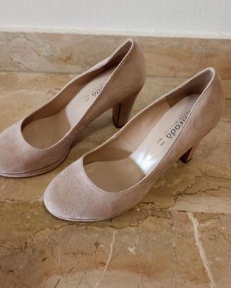 Scarpe con Tacco Beige/Rosa antico 37 di camoscio
