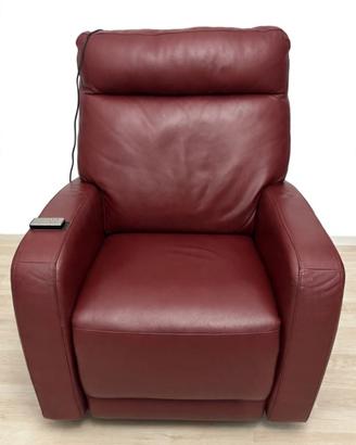 Poltrona relax in vera pelle bordeaux elettrica