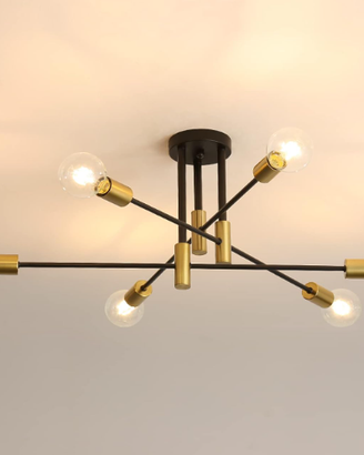 Lampadario 6 Luci Metallo Nero/Oro