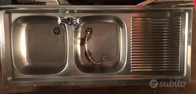 Lavello cucina 2 vasche + gocc L 120 cm x P 50 cm