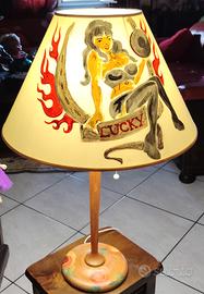 Lampada da Tavolo Vintage Artigianale in Legno con