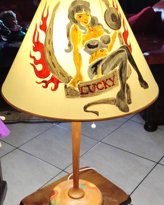 Lampada da Tavolo Vintage Artigianale in Legno con