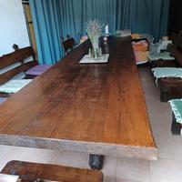 Tavolo  in legno massello 4 metri  con 6 panche