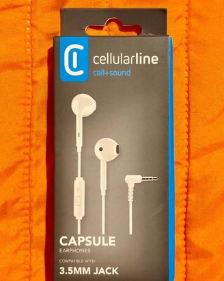 AURICOLARI CELLULARLINE CAPSULE- NUOVI -JACK 3,5mm