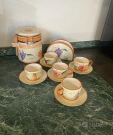 Servizio caffè rustico 5 tazzine ceramica mano