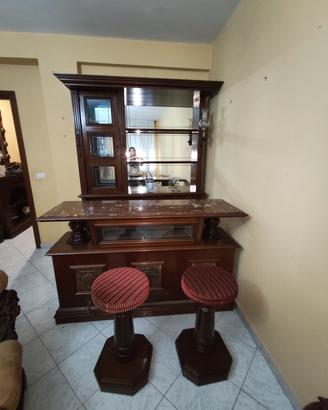 Elegante Mobile Bar in Legno Pregiato e Marmo – Co