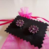 ORECCHINI A PERNO CRISTALLI VIOLA E STRASS