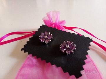 ORECCHINI A PERNO CRISTALLI VIOLA E STRASS