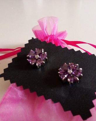 ORECCHINI A PERNO CRISTALLI VIOLA E STRASS