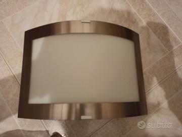 Applique acciao e vetro da muro con lampada e14