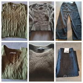 3 Capi Donna/Ragazza - Gilet + Maglione + Jeans