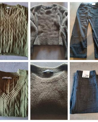3 Capi Donna/Ragazza - Gilet + Maglione + Jeans