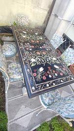 Tavolo in marmo da esterno + 6 sedie in ferro