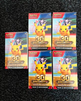 Pokemon GCC lotto 5 confezioni buste 30º anniv