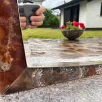 Specchio anni 20 con cornice di pietra Onice