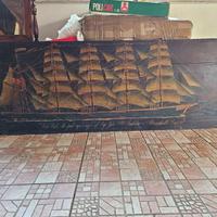 QUADRO VINTAGE TAVOLA DIPINTO SQUAR RIGGER ANTICO