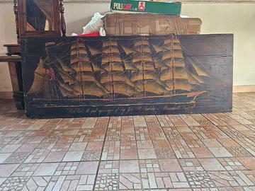 QUADRO VINTAGE TAVOLA DIPINTO SQUAR RIGGER ANTICO