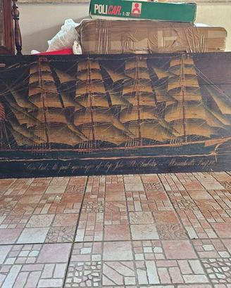 QUADRO VINTAGE TAVOLA DIPINTO SQUAR RIGGER ANTICO