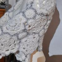 Stola in lana mohair bianca e filato argento
